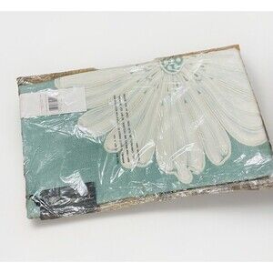 LIORA MANNE Indoor Outdoor Aqua Pillow Cover Embroidered White Flower 12x20 NWT